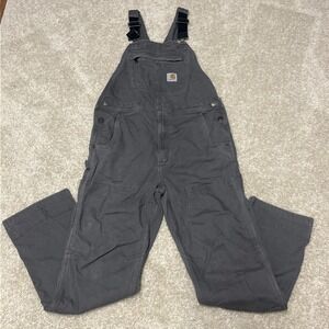 Carhartt Overalls Mens 34x31 Gray Stretch Canvas Double Knee Workwear Utility
